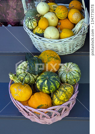 Pumpkins squash baskets 134773078
