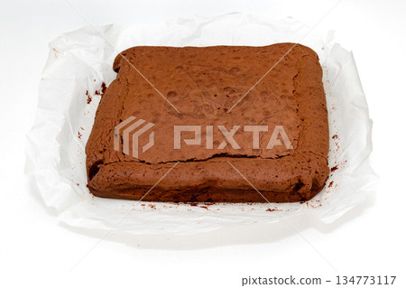 Brownie cake on paper Brownie cake on paper 134773117