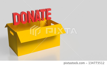 Donation Box Concept for Charity and Fundraising Campaign 3d render. 134773512