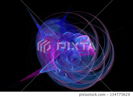 Crazy mystical coloured light effects. Incredible combinations of abstract light lines 134773629