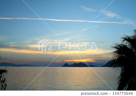 Seaside town of Turgutreis and spectacular sunsets Seaside town of Turgutreis and spectacular sunsets 134773649
