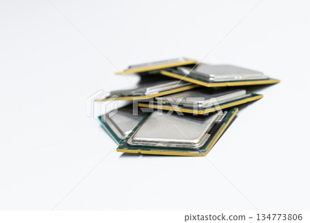 many processors lie on a light background close-up 134773806