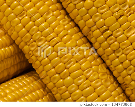 stack of corn cobs fresh stacked on light background stack of corn cobs fresh stacked on light background 134773908