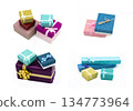 some gift boxes on white isolated background 134773964