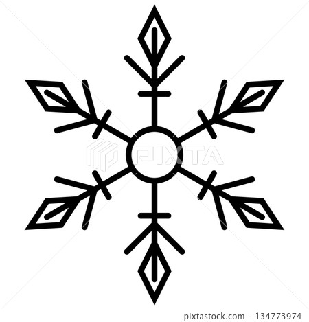 Minimalist black outline snowflake icon isolated on transparent background. Minimalist black outline snowflake icon isolated on transparent background. 134773974