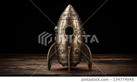 經典蒸氣龐克火箭模型 | 復古未來主義設計，質感厚重 134774048