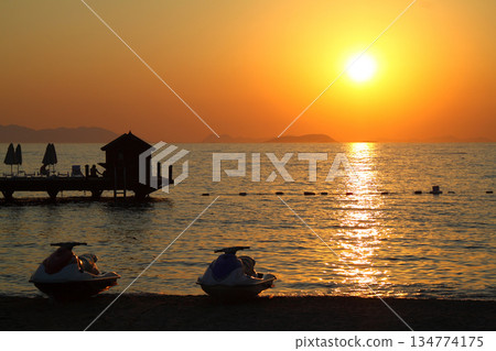 Seaside town of Turgutreis and spectacular sunsets Seaside town of Turgutreis and spectacular sunsets 134774175
