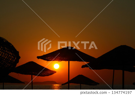 Seaside town of Turgutreis and spectacular sunsets Seaside town of Turgutreis and spectacular sunsets 134774197