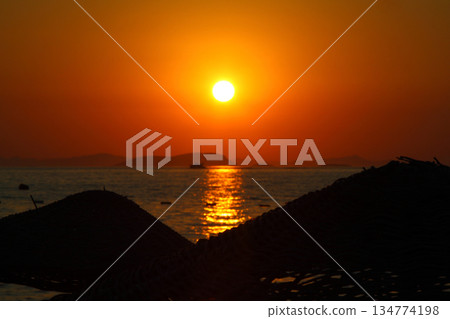 Seaside town of Turgutreis and spectacular sunsets Seaside town of Turgutreis and spectacular sunsets 134774198