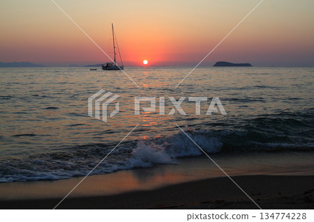 Seaside town of Turgutreis and spectacular sunsets Seaside town of Turgutreis and spectacular sunsets 134774228