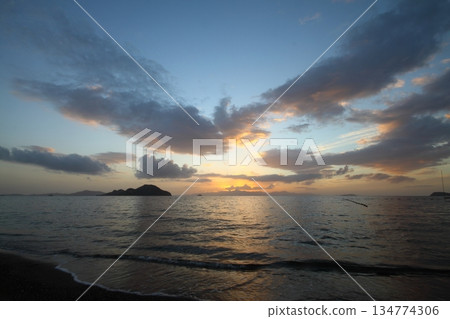 Seaside town of Turgutreis and spectacular sunsets 134774306