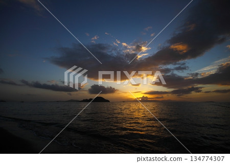 Seaside town of Turgutreis and spectacular sunsets 134774307