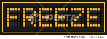 Orange color led banner in word freeze on black background 134774362