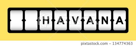 Black color in word havana on slot banner with yellow color background 134774363