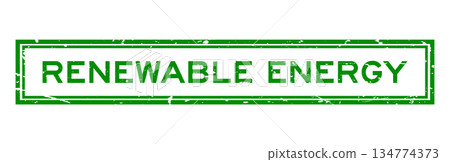 Grunge green renewable energy word square rubber seal stamp on white bacckground Grunge green renewable energy word square rubber seal stamp on white bacckground 134774373