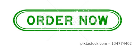 Grunge green order now word rubber seal stamp on white background 134774402