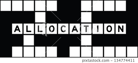 Alphabet letter in word allocation on crossword puzzle background 134774411