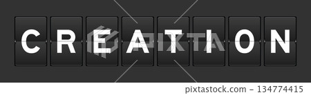 Black color analog flip board with word creation on gray background Black color analog flip board with word creation on gray background 134774415