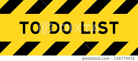 Yellow and black color with line striped label banner with word to do list 134774438