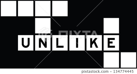Alphabet letter in word unlike on crossword puzzle background 134774445