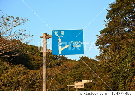 指示前往八寶台(新潟縣長岡市)方向的路標 指示前往八寶台(新潟縣長岡市)方向的路標 134774493