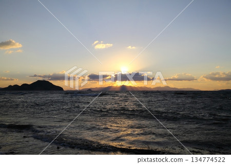 Seaside town of Turgutreis and spectacular sunsets 134774522
