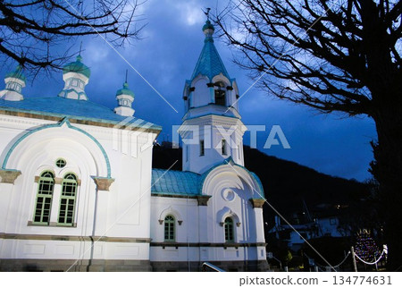 Night view of Hakodate Orthodox Church, Hakodate, Hokkaido Night view of Hakodate Orthodox Church, Hakodate, Hokkaido 134774631