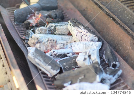 Lighting charcoal for a charcoal grill Lighting charcoal for a charcoal grill 134774846