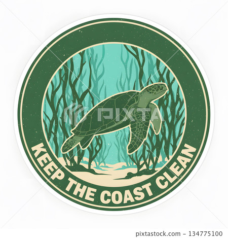 Keep the Coast Clean sea turtle environmental awareness sticker 134775100