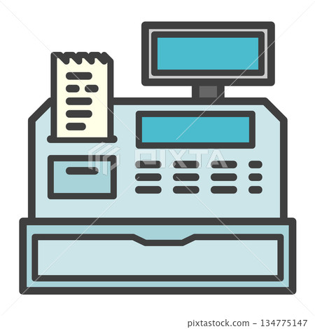 Illustration of a cash register where you can shop and pay at a store 134775147