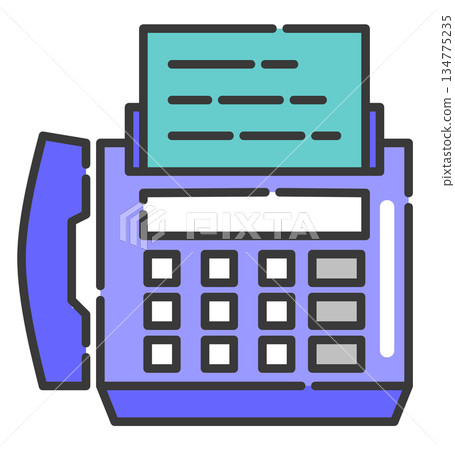 Illustration of a fax machine for sending and receiving business documents Illustration of a fax machine for sending and receiving business documents 134775235