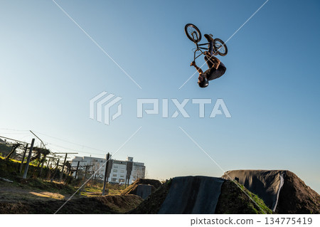 BMX Bike back flip jump BMX Bike back flip jump 134775419