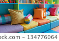 Colorful kindergarten furniture with cushions and pillows 134776064