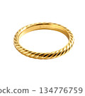 Elegant classic gold twisted wedding band ring, precious jewelry symbolizing eternal love and simple commitment 134776759