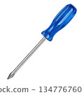 Useful blue phillips screwdriver tool with metal shaft and plastic handle for essential repair and home work 134776760