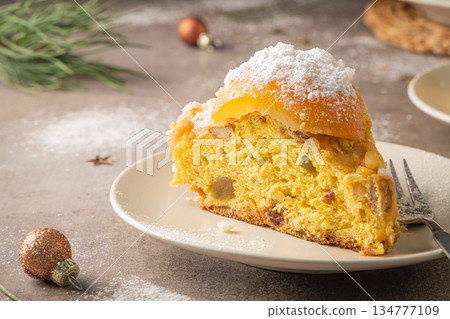Bolo Rei or Kings Cake is a traditional Xmas cake made for Christmas, Carnavale or Mardi Gras 134777109