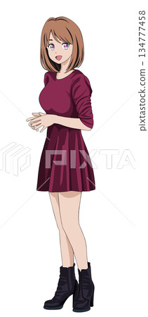 A woman in a dress 134777458