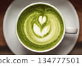 Cup of green tea matcha latte 134777501