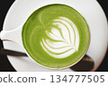 Cup of green tea matcha latte 134777505