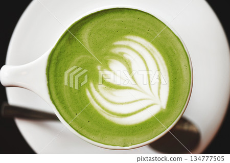 Cup of green tea matcha latte Cup of green tea matcha latte 134777505