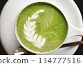 Cup of green tea matcha latte 134777516