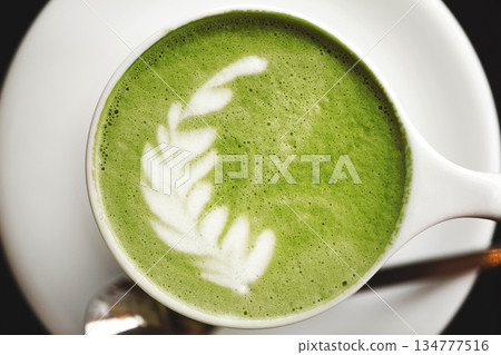 Cup of green tea matcha latte Cup of green tea matcha latte 134777516