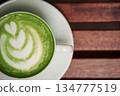 Cup of green tea matcha latte 134777519