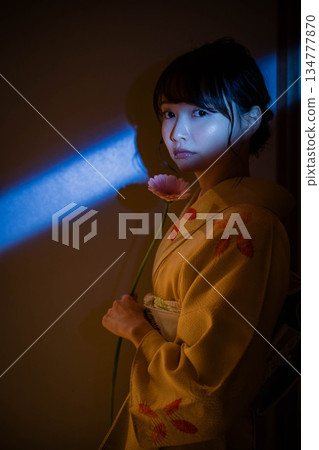 A young lady in kimono 134777870