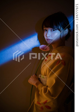 和服的一位年輕女士 和服的一位年輕女士 134777871