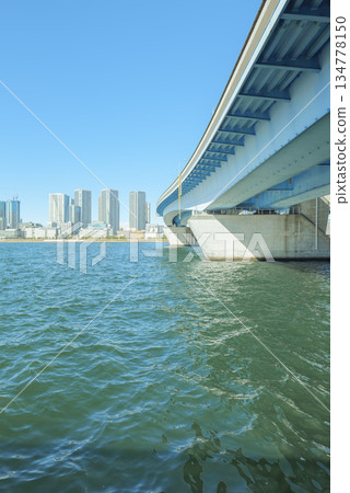 Winter blue sky and Harumi seen from Toyosu, Harumi Canal, Toyosu, Koto Ward, Tokyo 134778150