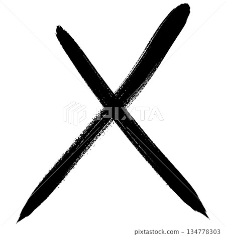 The black cross drawn in ink represents a strong denial and determination. The black cross drawn in ink represents a strong denial and determination. 134778303