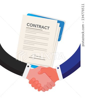Handshake of business people on the background of the contract 134778511