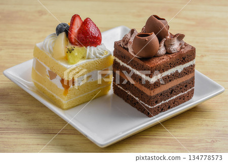Chocolate and strawberry shortcake Chocolate and strawberry shortcake 134778573