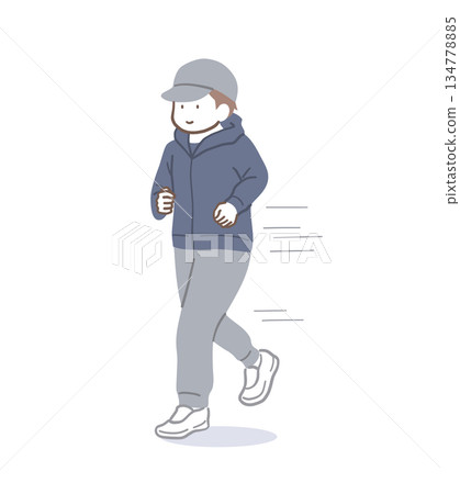 一個人奔跑的插圖素材 一個人奔跑的插圖素材 134778885